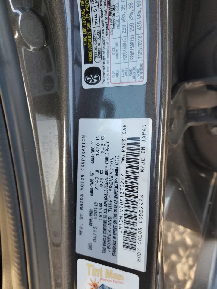 2015 Mazda 3 Touring VIN: JM1BM1V70F1270227 Lot: 91274275