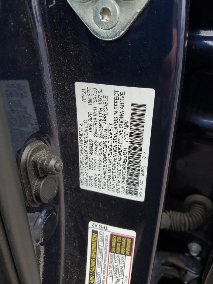 2021 Honda Cr-V Touring VIN: 7FART6H92ME031511 Lot: 93448665