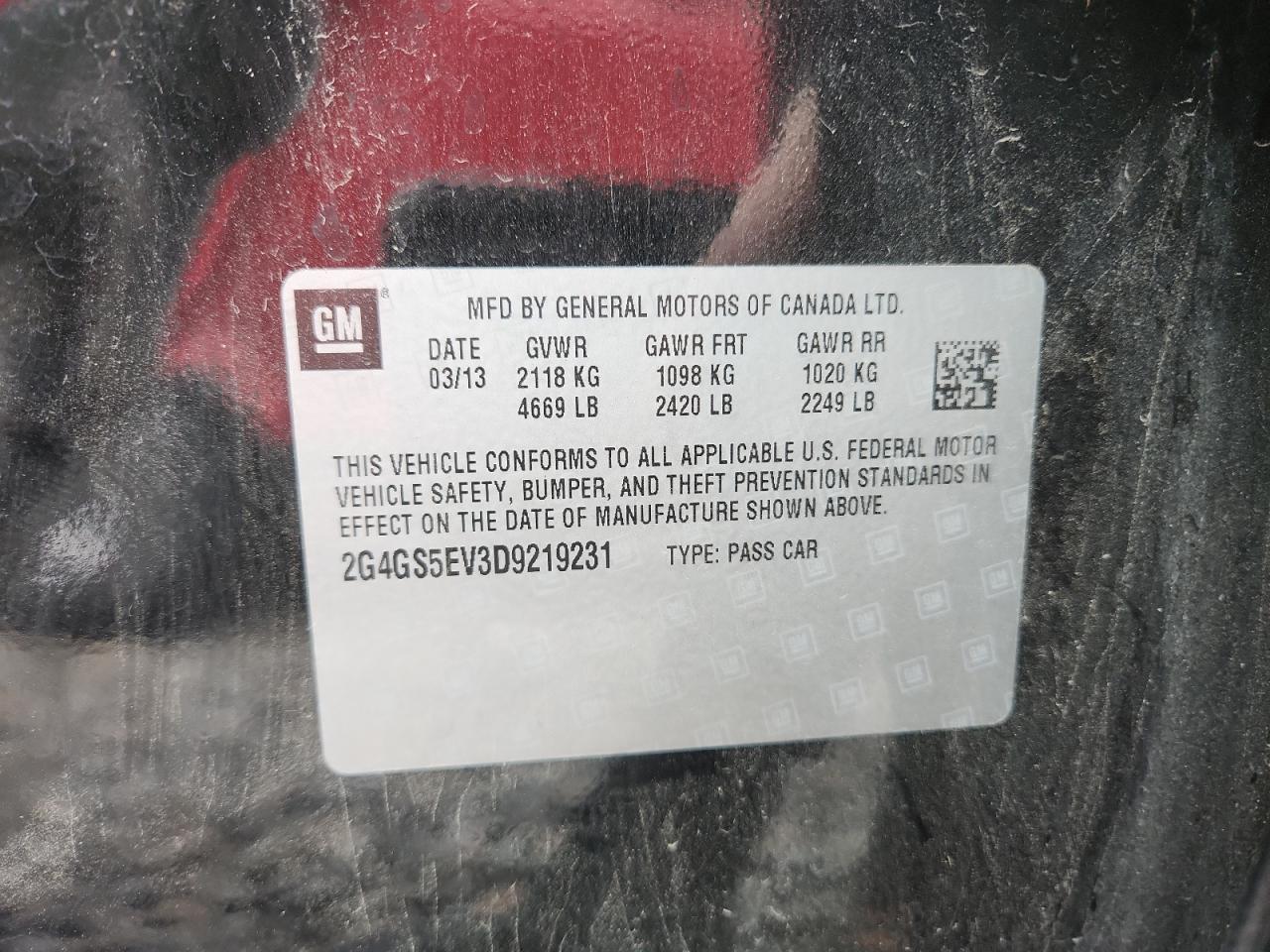 2013 Buick Regal Premium VIN: 2G4GS5EV3D9219231 Lot: 93766305