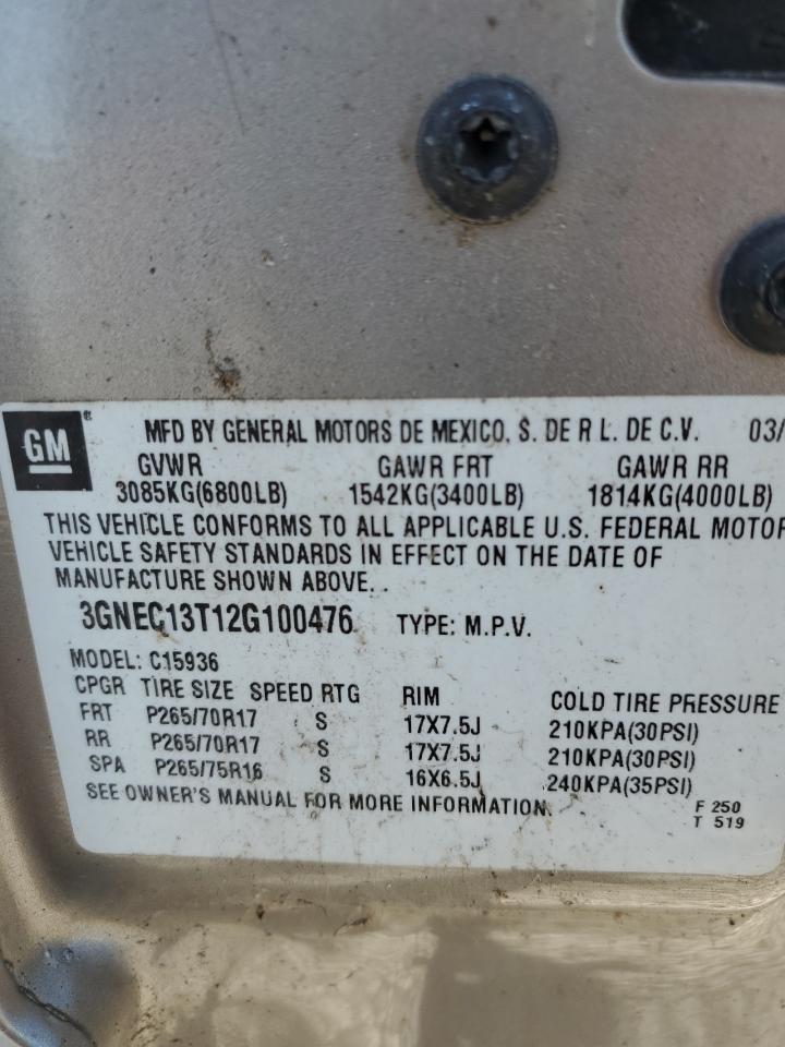 2011 Chevrolet Avalanche C1500 VIN: 3GNEC13T12G100476 Lot: 90574315