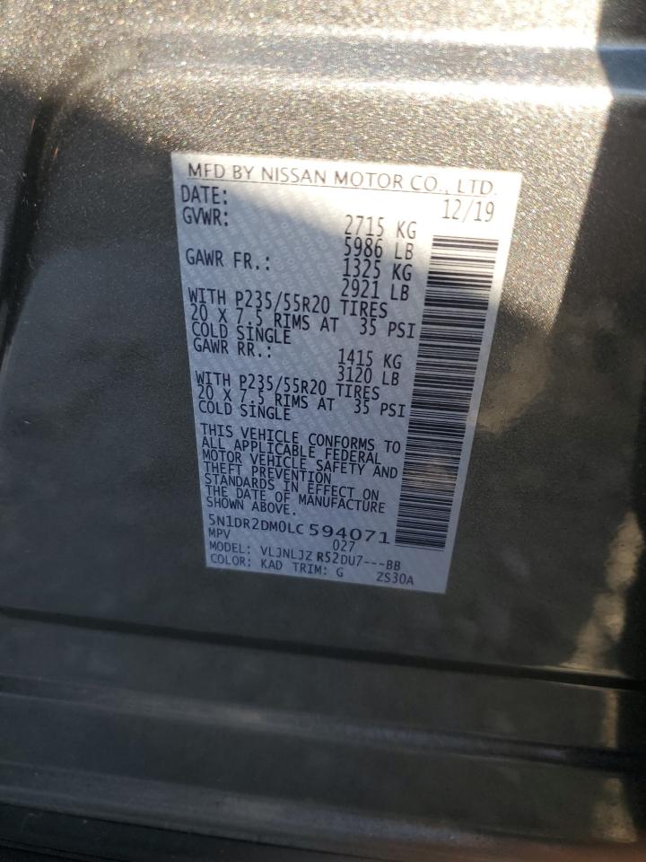 2020 Nissan Pathfinder Platinum VIN: 5N1DR2DM0LC594071 Lot: 92373495