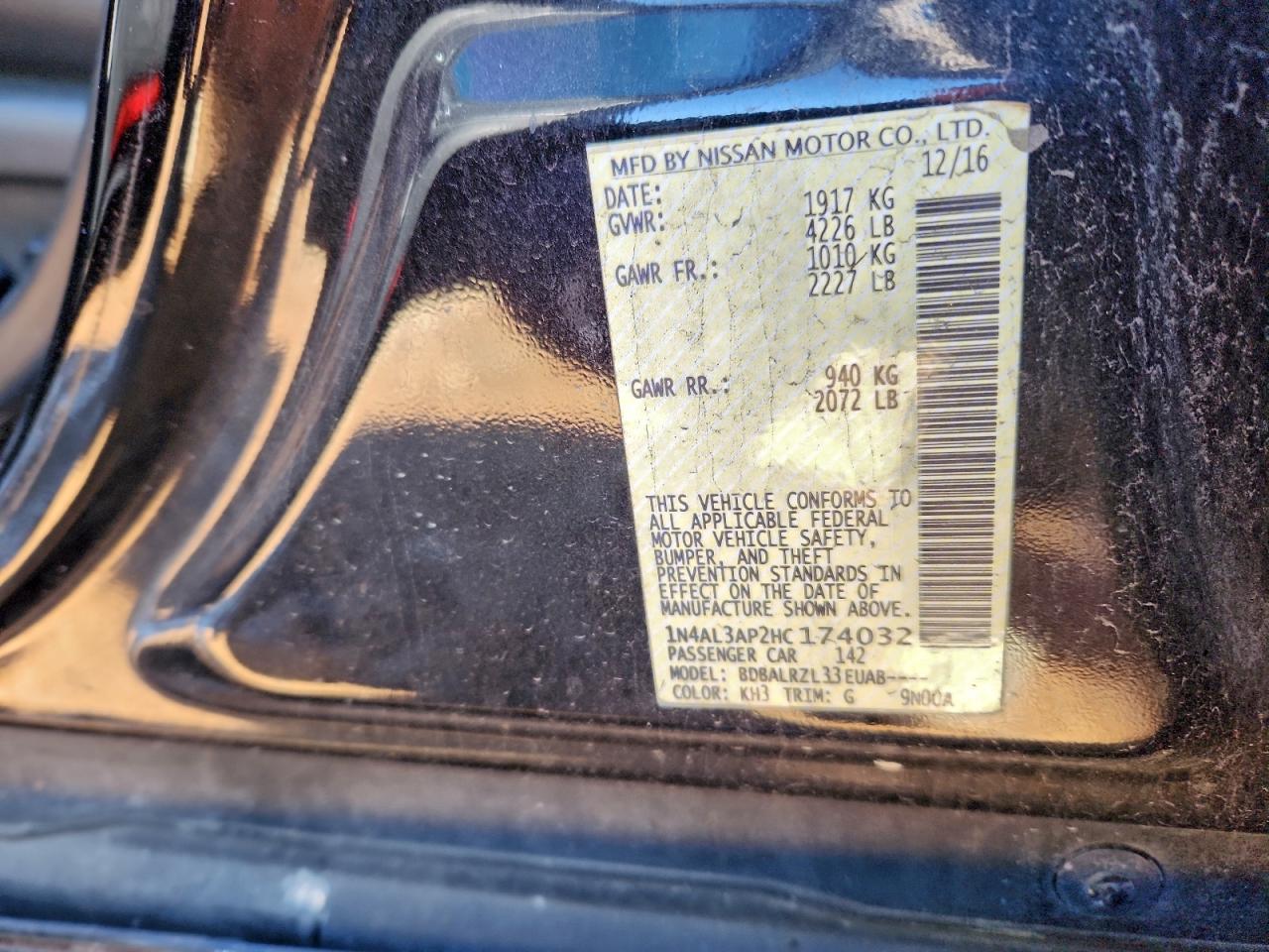 2017 Nissan Altima 2.5 VIN: 1N4AL3AP2HC174032 Lot: 93684755