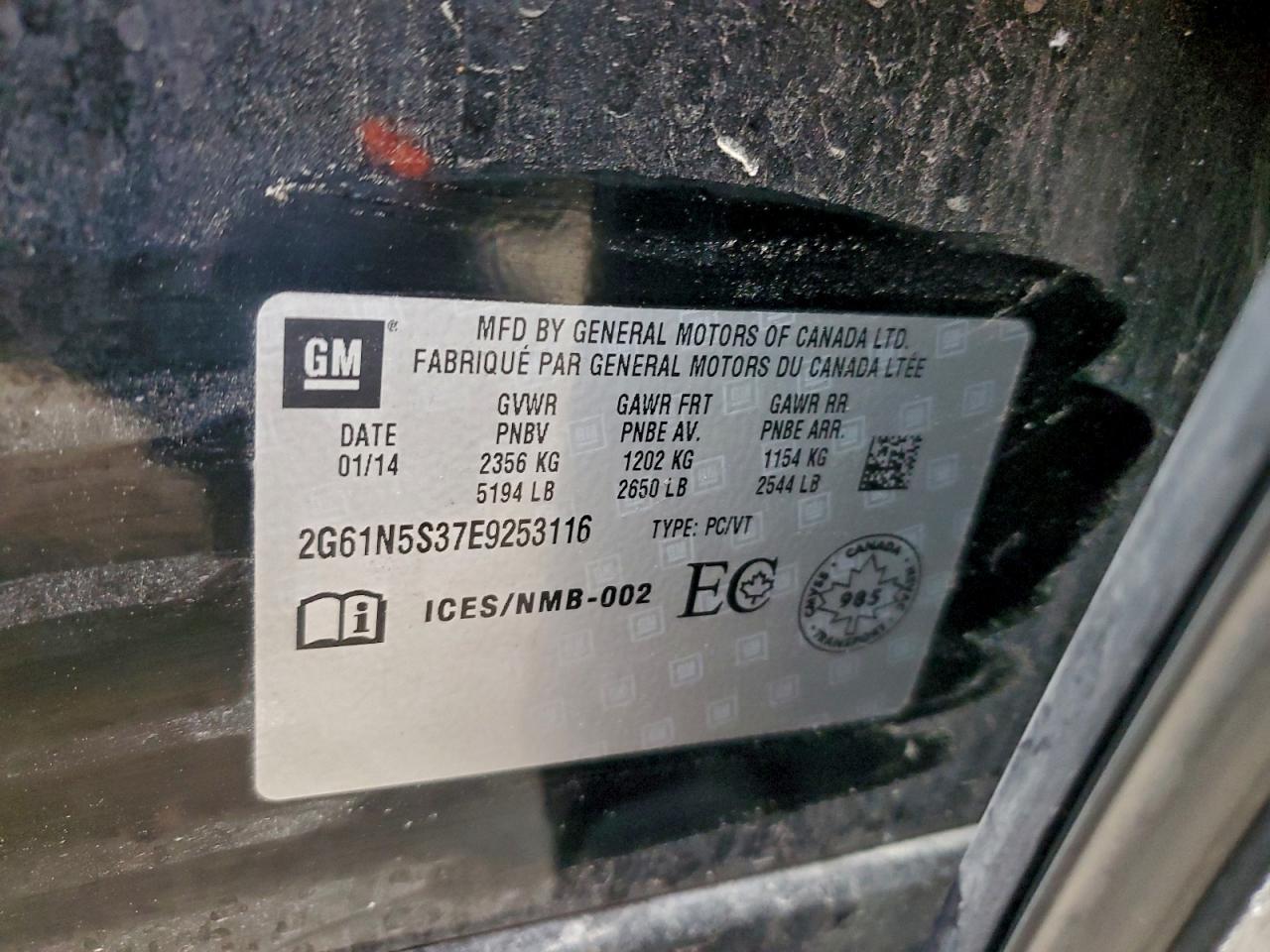 2014 Cadillac Xts Luxury Collection VIN: 2G61N5S37E9253116 Lot: 93878535