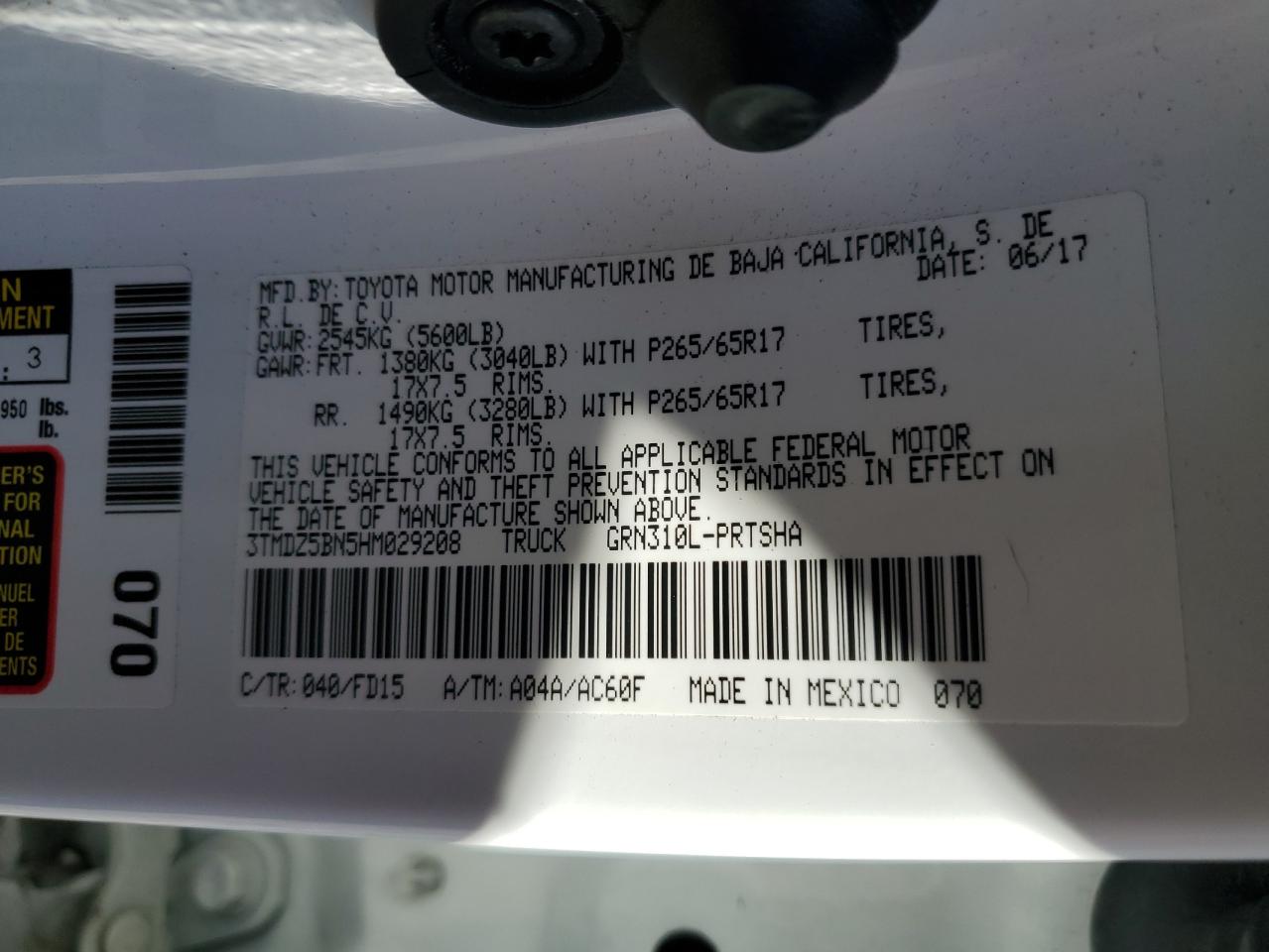 2017 Toyota Tacoma Double Cab VIN: 3TMDZ5BN5HM029208 Lot: 92945305
