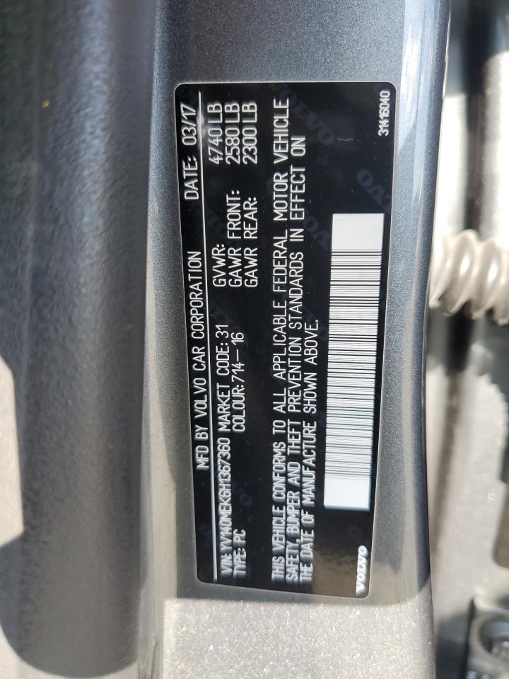 2017 Volvo V60 T5 Premier VIN: YV140MEK6H1367360 Lot: 93121345