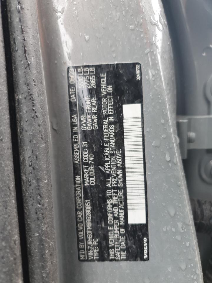 2024 Volvo S60 Ultimate VIN: 7JRH60FM8RG280851 Lot: 91246025