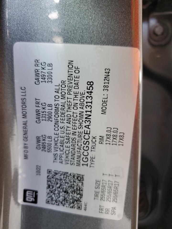 2022 Chevrolet Colorado Lt VIN: 1GCGSCEA3N1313458 Lot: 93673035