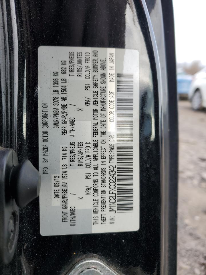 2012 Mazda Mx-5 Miata VIN: JM1NC2LFXC0224342 Lot: 92101065