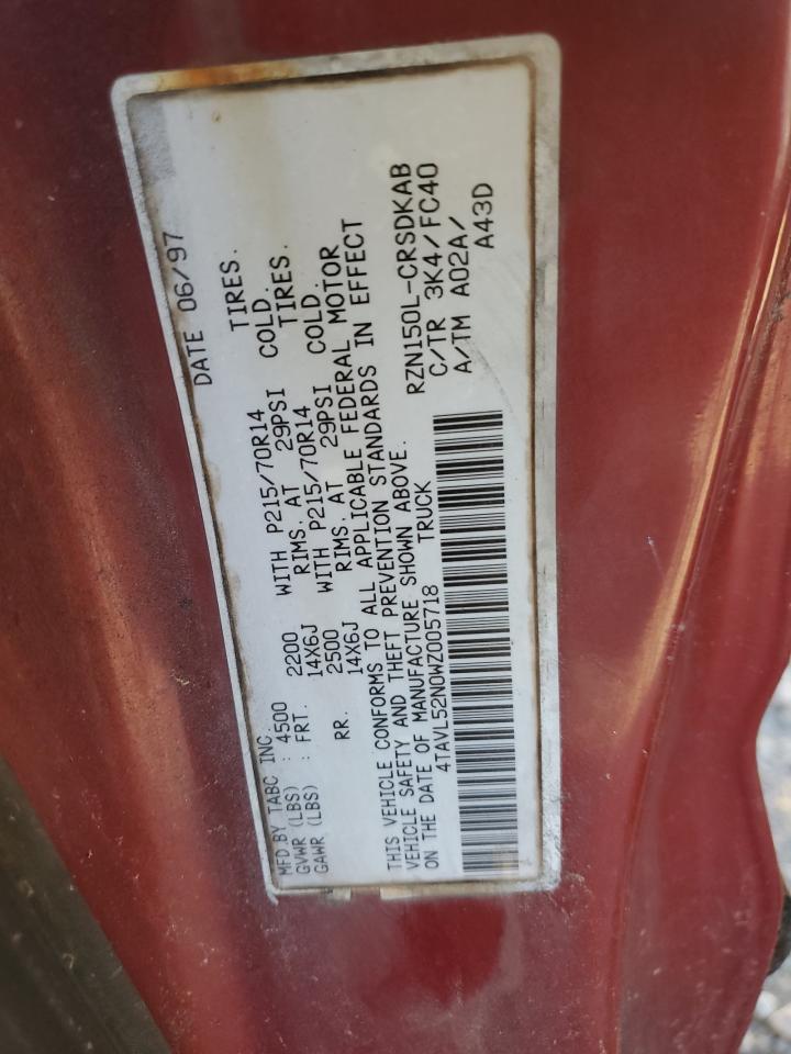 1998 Toyota Tacoma Xtracab VIN: 4TAVL52N0WZ005718 Lot: 93497155