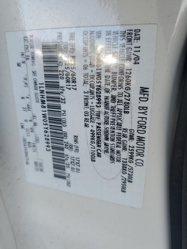 2005 Lincoln Town Car Signature VIN: 1LNHM81W05Y628993 Lot: 91690635