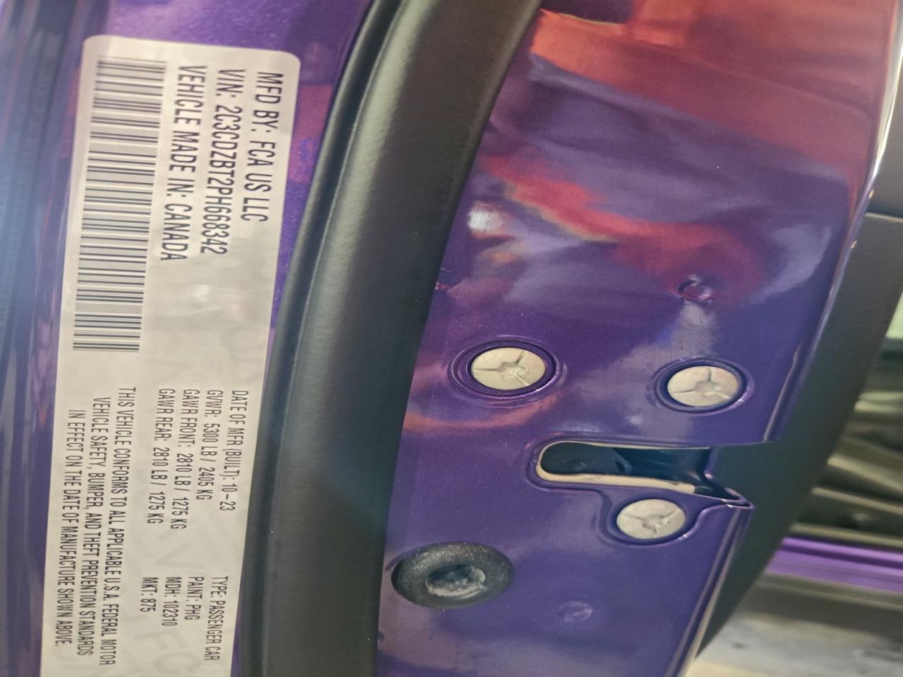 2023 Dodge Challenger R/T VIN: 2C3CDZBT2PH668342 Lot: 93915365