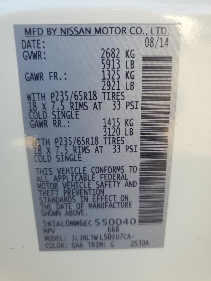 2014 Infiniti Qx60 VIN: 5N1AL0MM6EC550040 Lot: 93020495