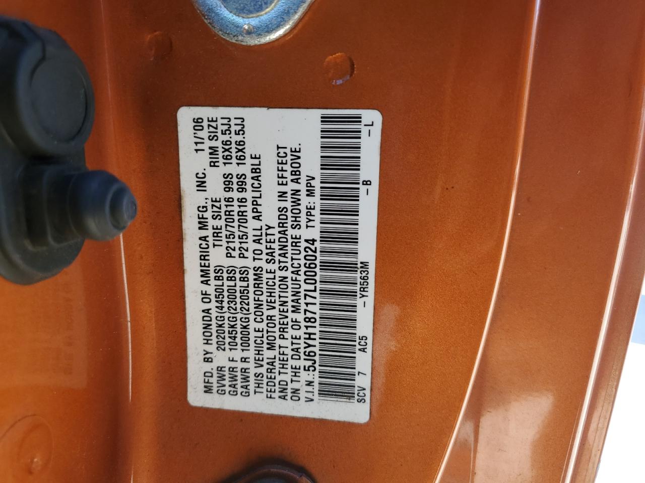 2007 Honda Element Ex VIN: 5J6YH18717L006024 Lot: 91571615