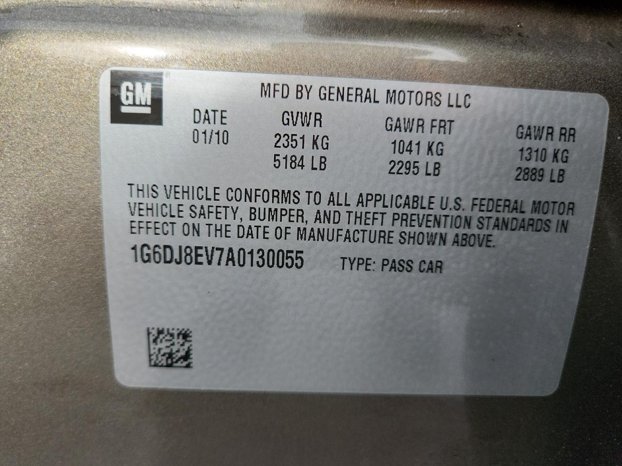 2010 Cadillac Cts Performance Collection VIN: 1G6DJ8EV7A0130055 Lot: 92406195