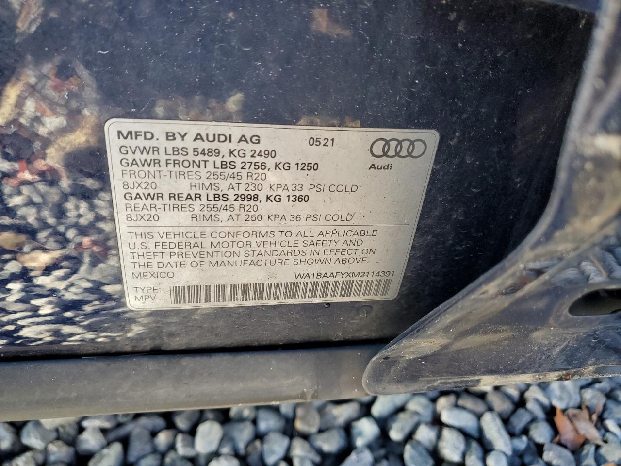 2021 Audi Q5 Premium Plus VIN: WA1BAAFYXM2114391 Lot: 91105295