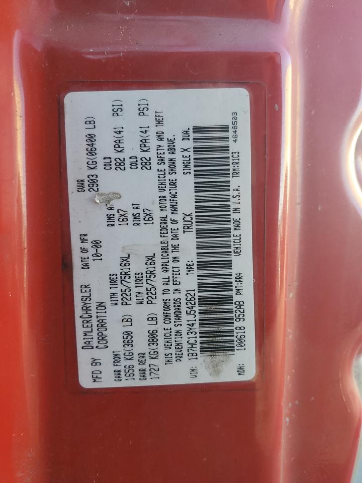 2001 Dodge Ram 1500 VIN: 1B7HC13Y41J542621 Lot: 92426935