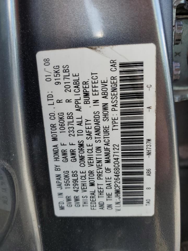 2008 Honda Accord Lxp VIN: JHMCP26468C047122 Lot: 91476635