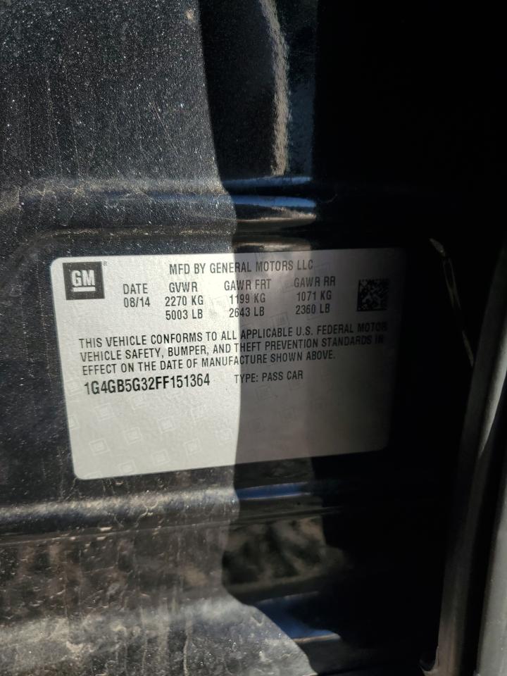 2015 Buick Lacrosse VIN: 1G4GB5G32FF151364 Lot: 90626235
