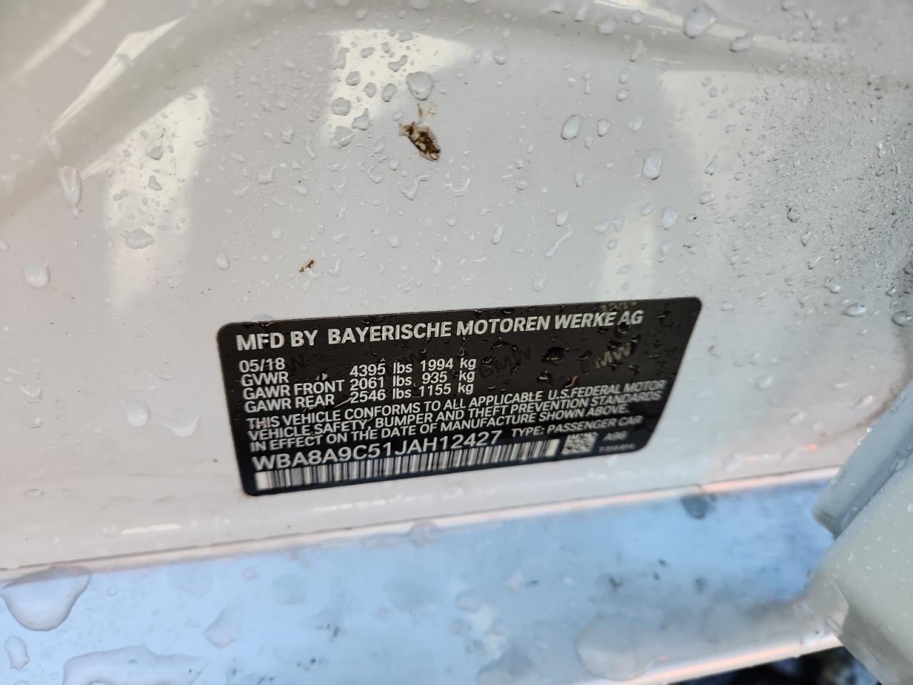 2018 BMW 320 I VIN: WBA8A9C51JAH12427 Lot: 90709745