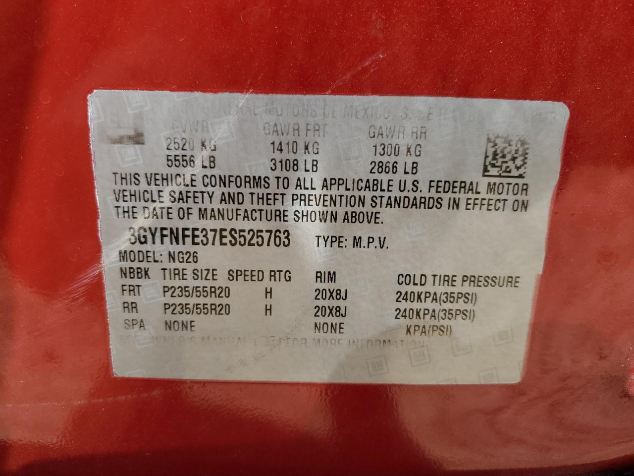 2014 Cadillac Srx Performance Collection VIN: 3GYFNFE37ES525763 Lot: 92170795