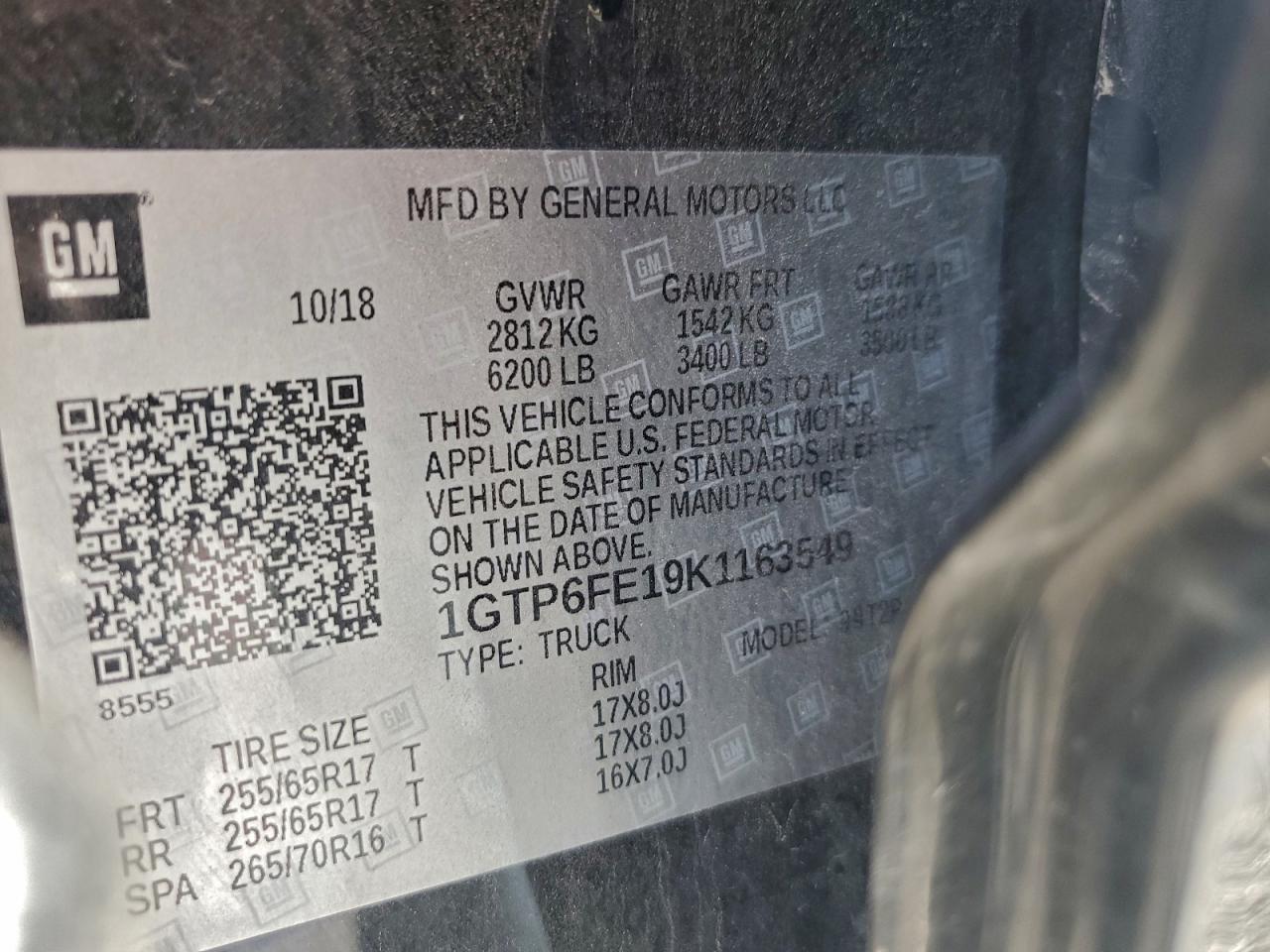 2019 GMC Canyon All Terrain VIN: 1GTP6FE19K1163549 Lot: 93675335