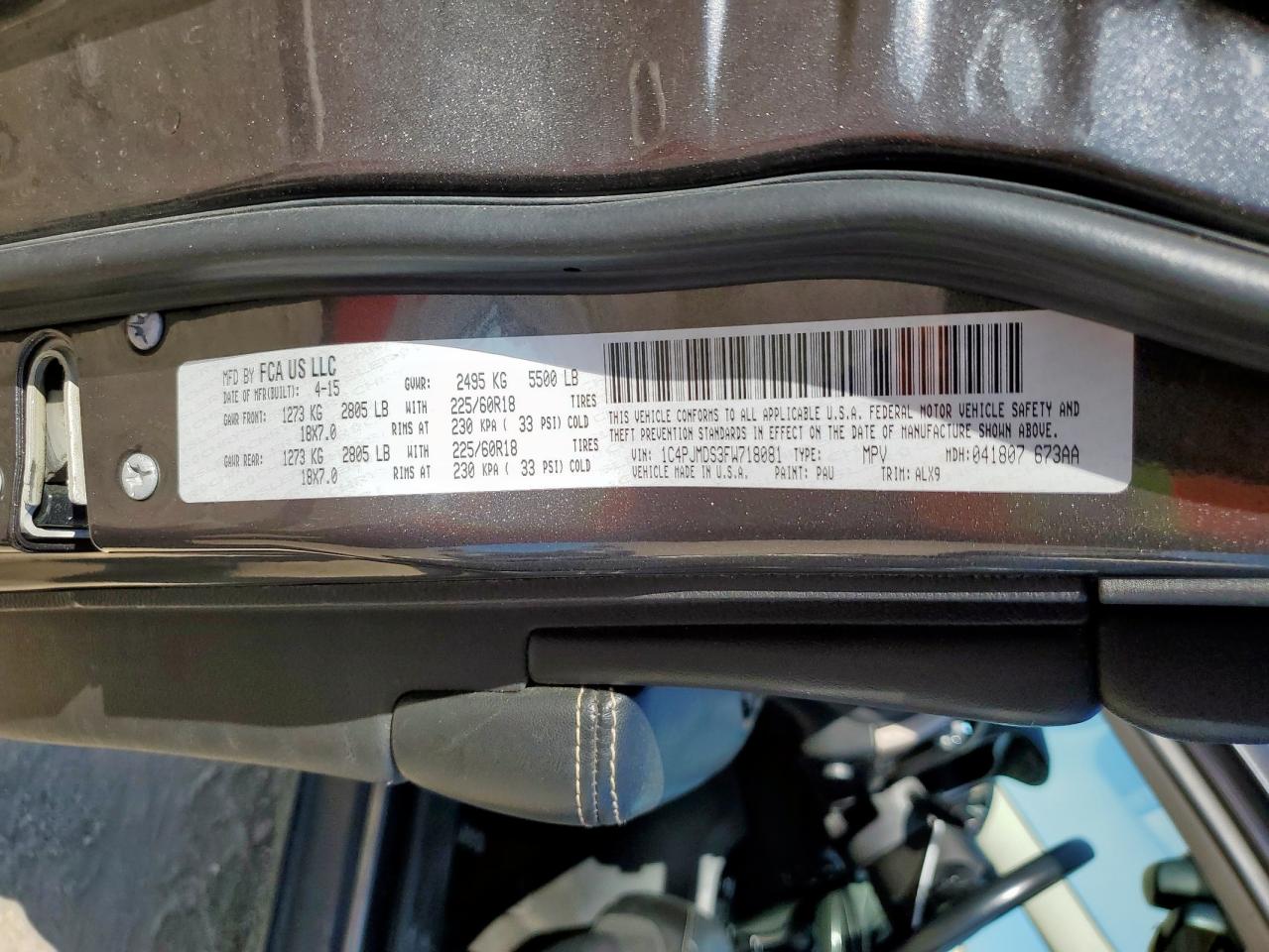 2015 Jeep Cherokee Limited VIN: 1C4PJMDS3FW718081 Lot: 92604165