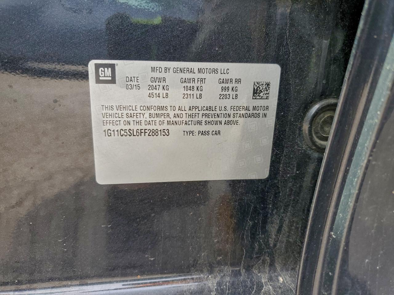 2015 Chevrolet Malibu 1Lt VIN: 1G11C5SL6FF288153 Lot: 94095975