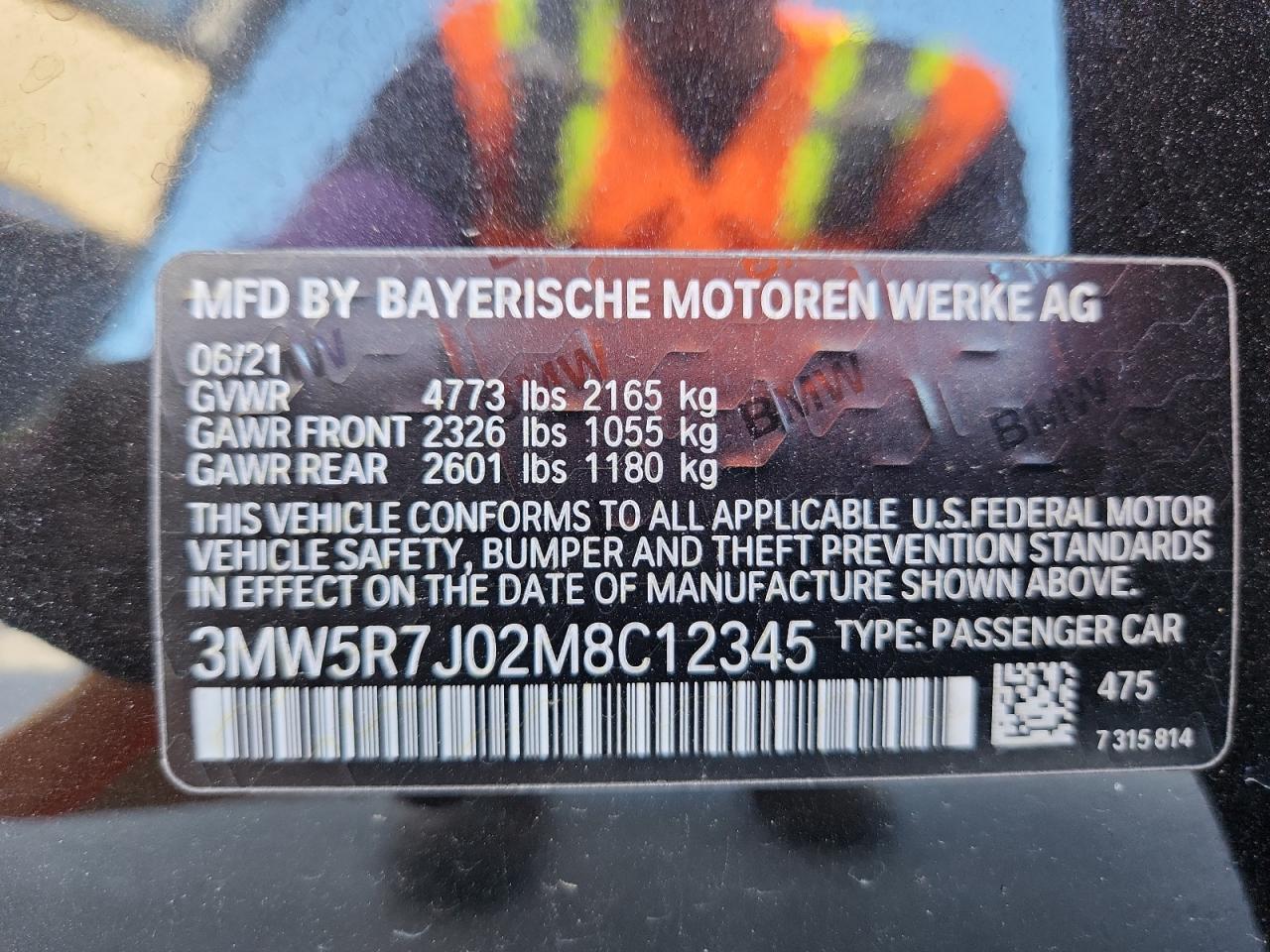 2021 BMW 330Xi VIN: 3MW5R7J02M8C12345 Lot: 91568535