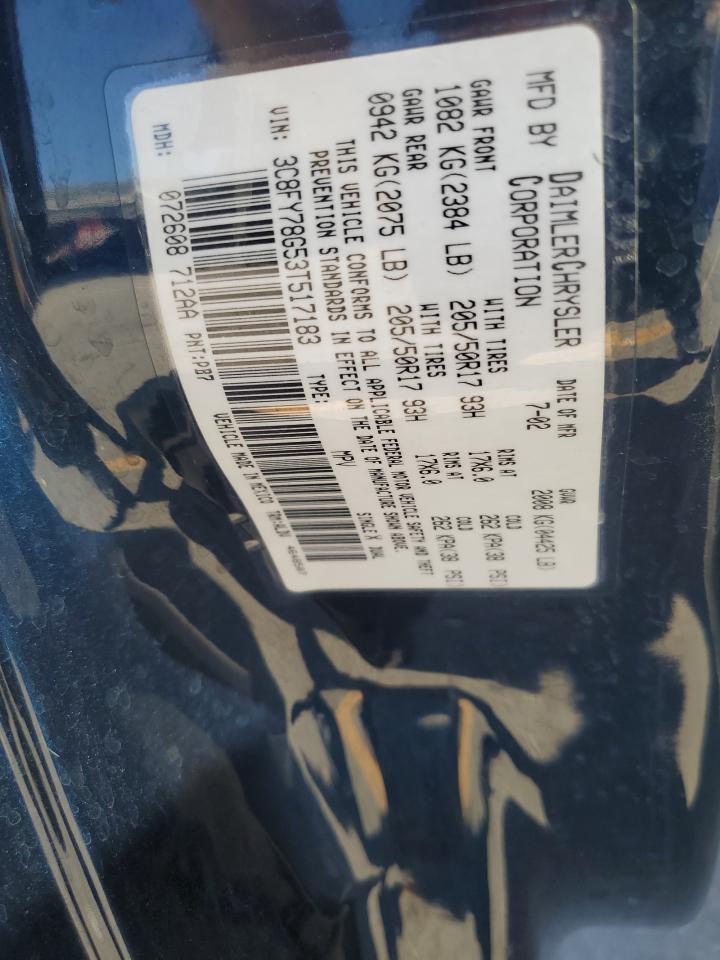 2003 Chrysler Pt Cruiser Gt VIN: 3C8FY78G53T517183 Lot: 91653395