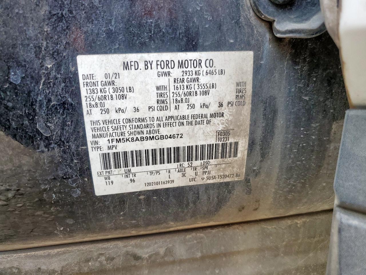 2021 Ford Explorer Police Interceptor VIN: 1FM5K8AB9MGB04672 Lot: 85438895