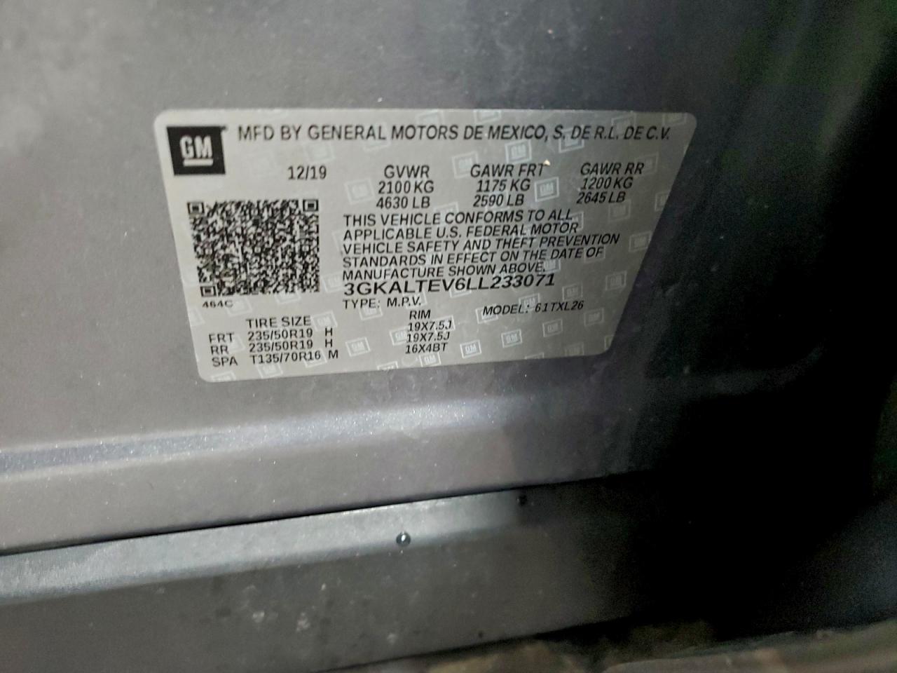 2020 GMC Terrain Sle VIN: 3GKALTEV6LL233071 Lot: 94555285