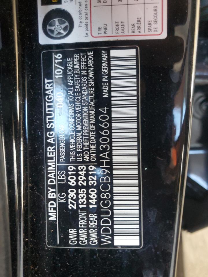 2017 Mercedes-Benz S 550 VIN: WDDUG8CB9HA306604 Lot: 92871105