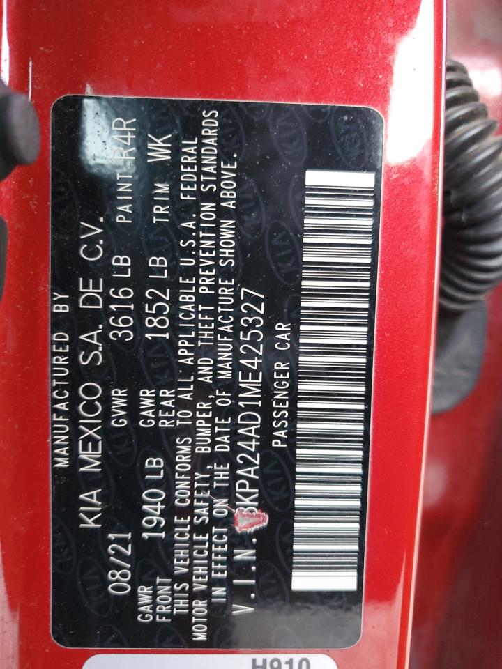 2021 Kia Rio Lx VIN: 3KPA24AD1ME425327 Lot: 92159425