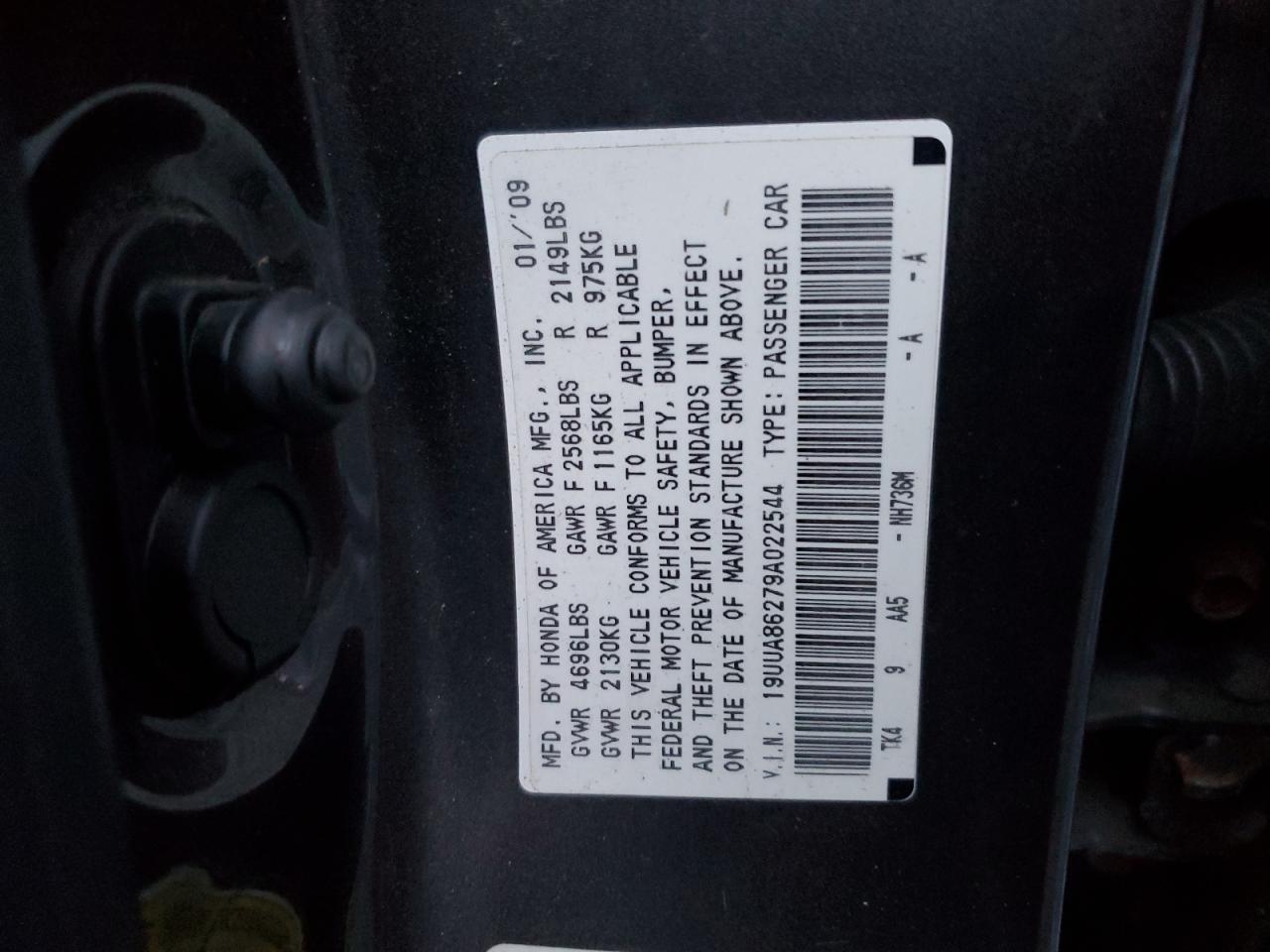 2009 Acura Tl VIN: 19UUA86279A022544 Lot: 92684115