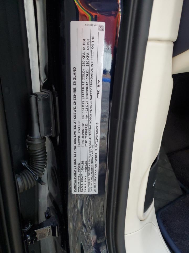 2023 Bentley Bentayga VIN: SJAHT2ZV7PC022219 Lot: 91354295