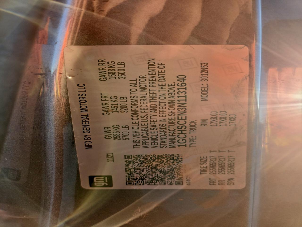 2022 Chevrolet Colorado Lt VIN: 1GCHSCEN3N1131640 Lot: 94229215