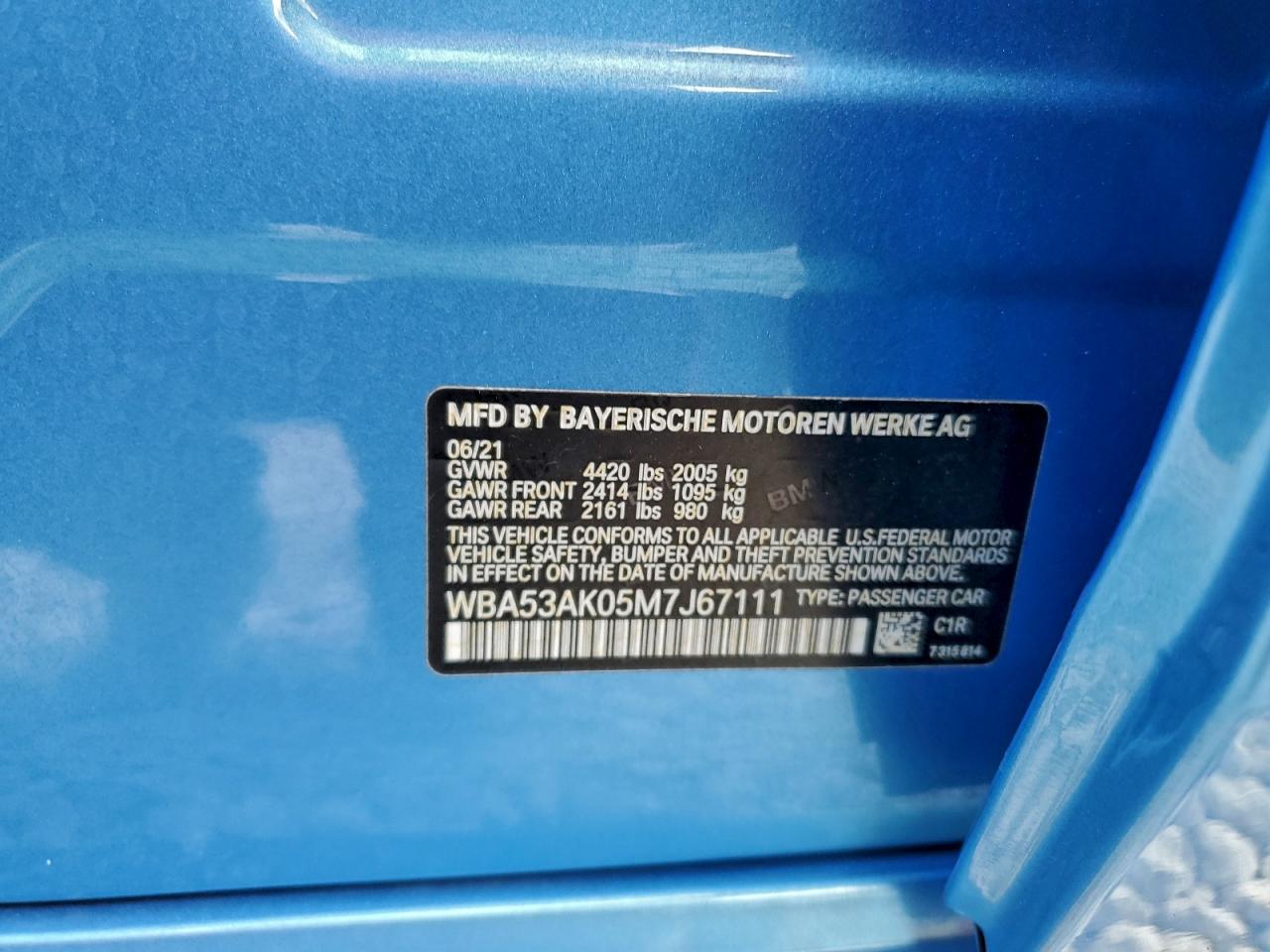 2021 BMW 228I VIN: WBA53AK05M7J67111 Lot: 92919075