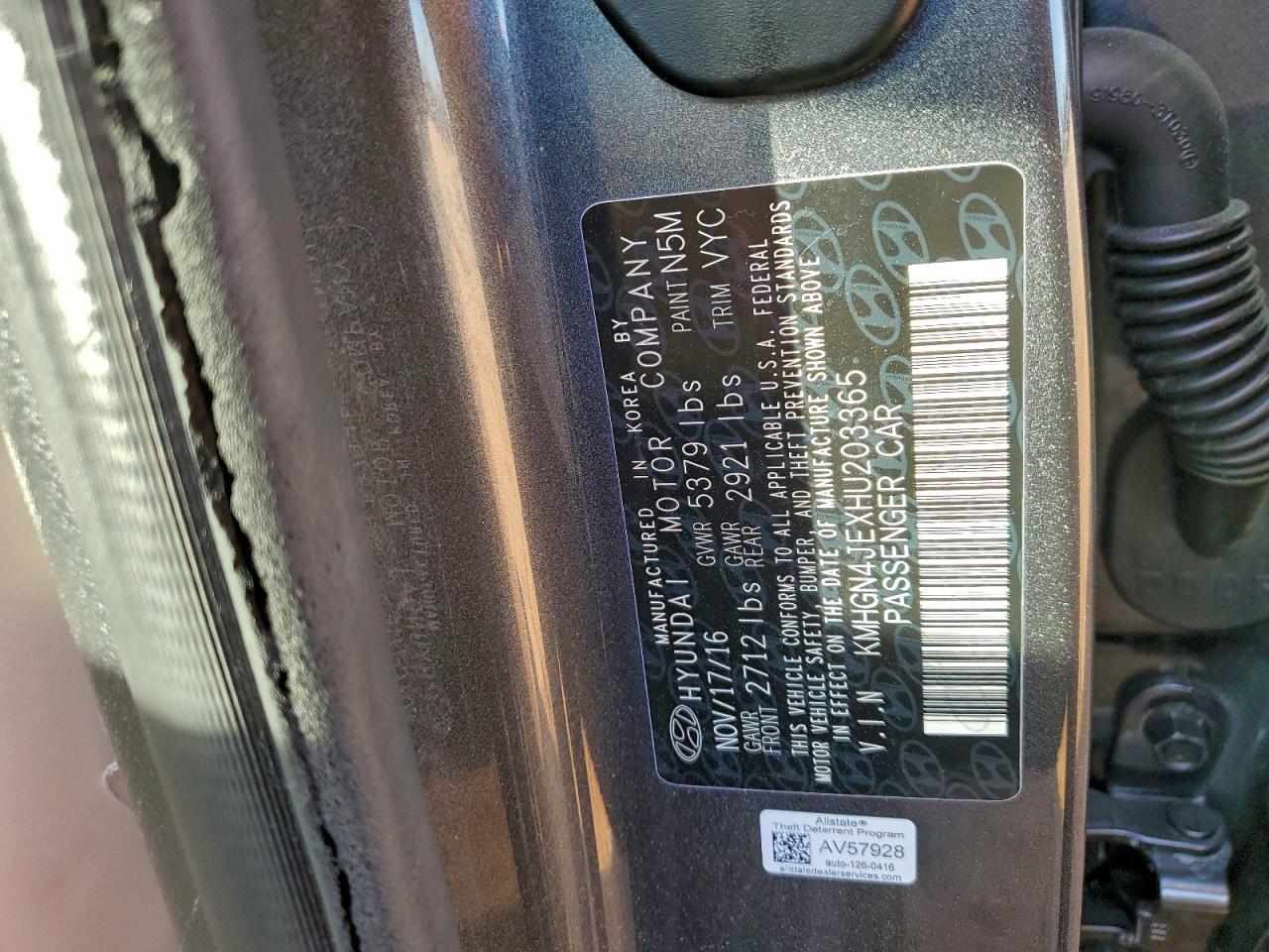 2017 Genesis G80 Base VIN: KMHGN4JEXHU203365 Lot: 94281165