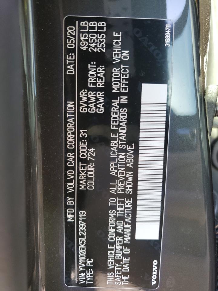 2020 Volvo V60 T5 Momentum VIN: YV1102EK5L2397119 Lot: 92416995