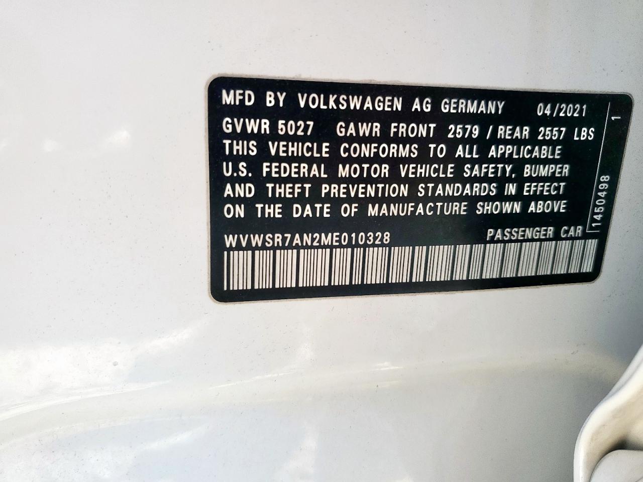 2021 Volkswagen Arteon Sel R-Line VIN: WVWSR7AN2ME010328 Lot: 91800815