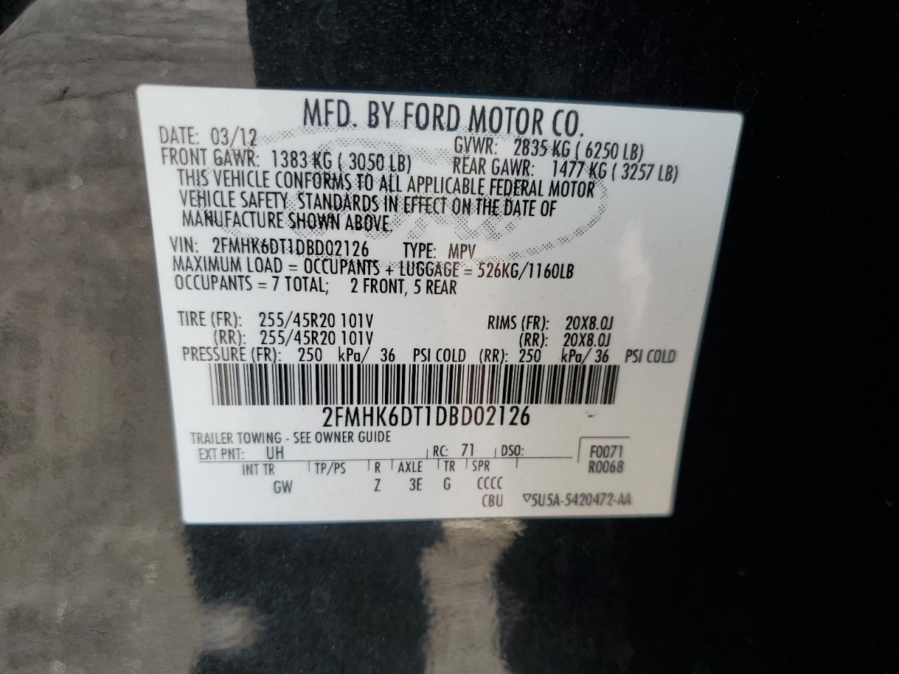 2013 Ford Flex Limited VIN: 2FMHK6DT1DBD02126 Lot: 90753225