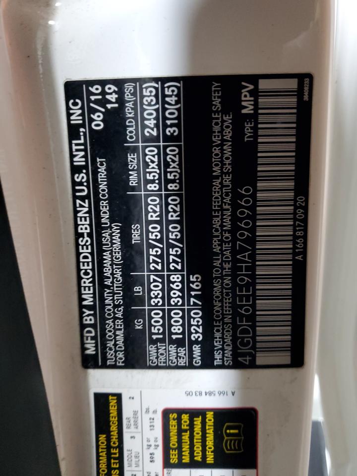 2017 Mercedes-Benz Gls 450 4Matic VIN: 4JGDF6EE9HA796966 Lot: 91651275