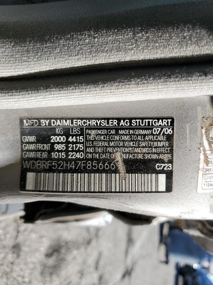 2007 Mercedes-Benz C 230 VIN: WDBRF52H47F856669 Lot: 91131995