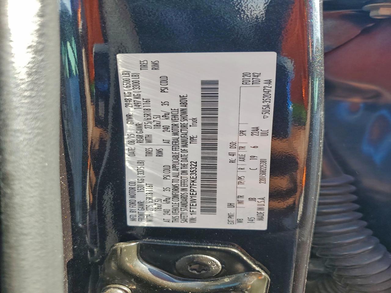 2015 Ford F150 Supercrew VIN: 1FTEW1EP7FKE35322 Lot: 93964075