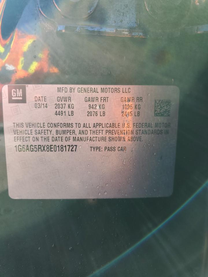 2014 Cadillac Ats VIN: 1G6AG5RX8E0181727 Lot: 92936405