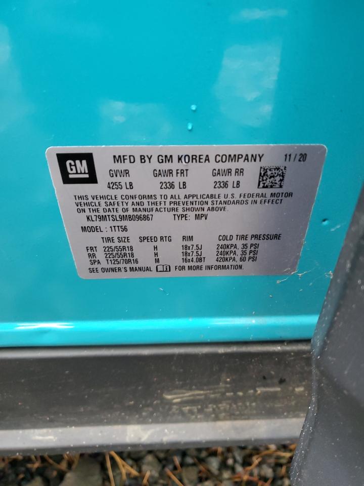 2021 Chevrolet Trailblazer Rs VIN: KL79MTSL9MB096867 Lot: 93522165