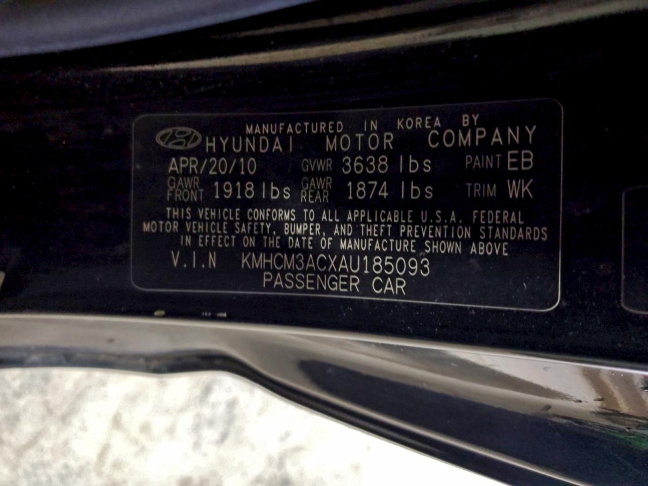 2010 Hyundai Accent Blue VIN: KMHCM3ACXAU185093 Lot: 94051465