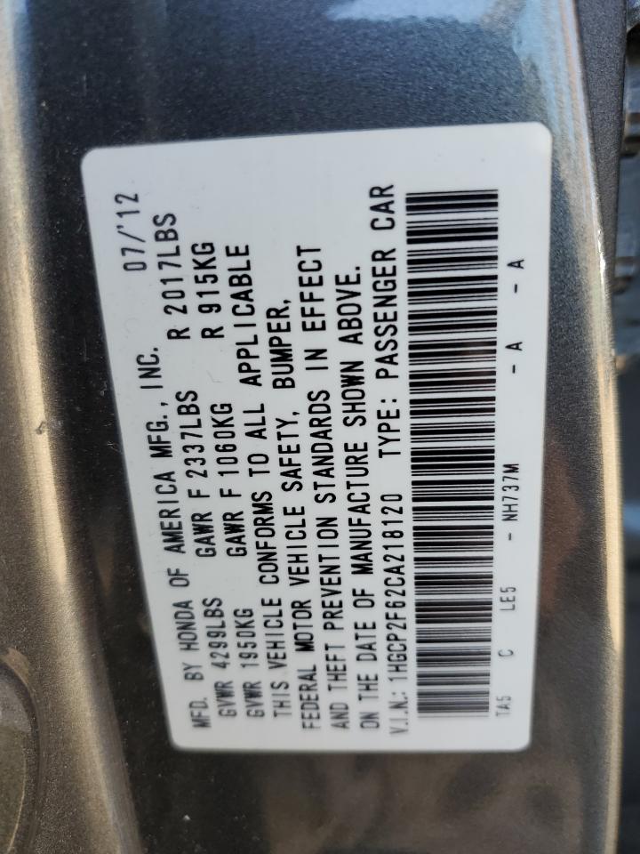 2012 Honda Accord Se VIN: 1HGCP2F62CA218120 Lot: 91315895