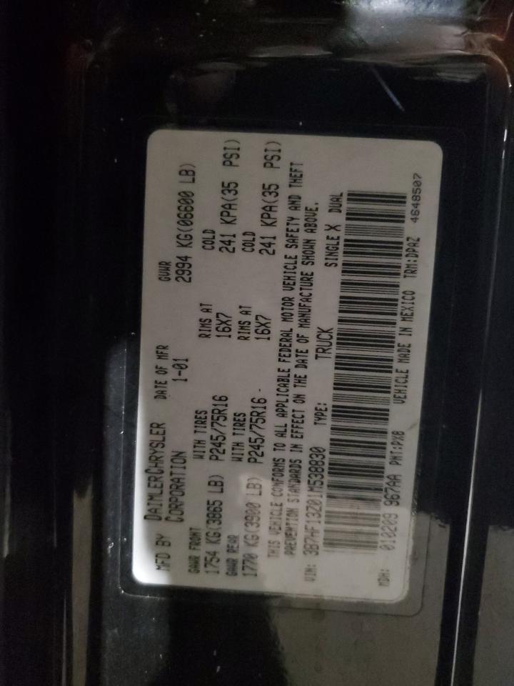 2001 Dodge Ram 1500 VIN: 3B7HF13Z01M538830 Lot: 90507835