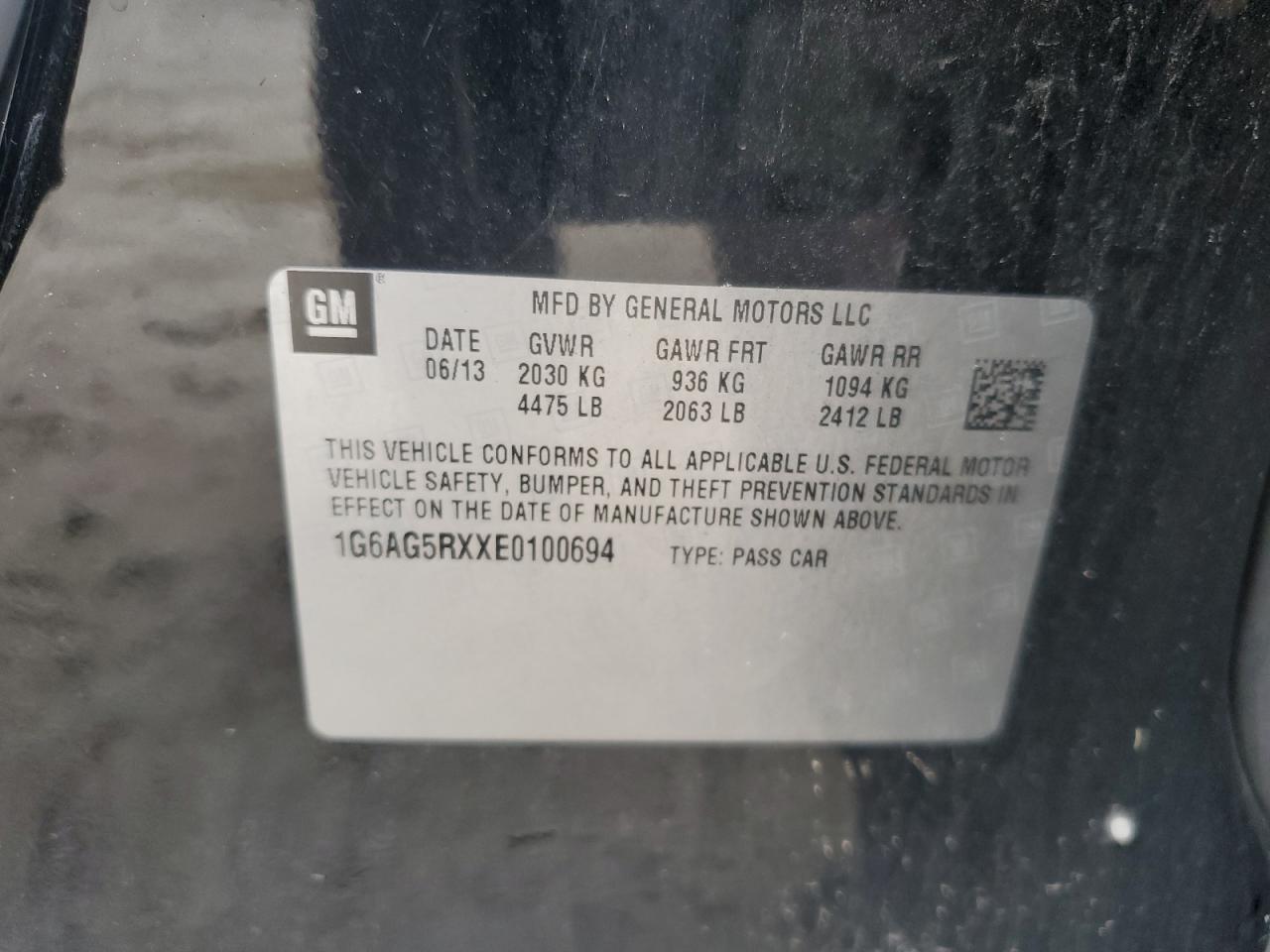 2014 Cadillac Ats VIN: 1G6AG5RXXE0100694 Lot: 90822415